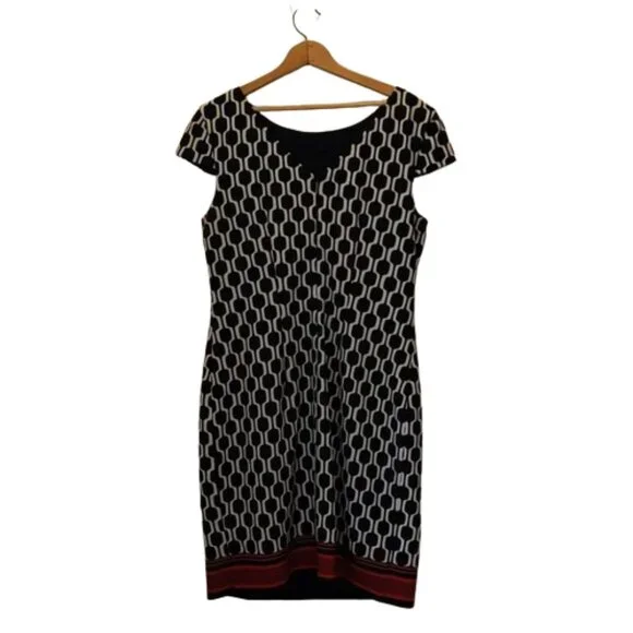 CB Established Women's Size 15 Geometric Print One Piece Lined Career Wear Dress - Picture 6 of 16